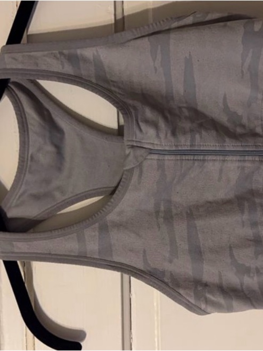 Gray Camo Zip-Front Sports Bra